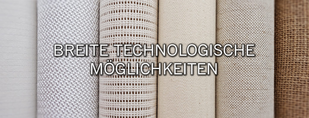 Stoffe her: Jeansstoffe, Polyester, Zeltstoffe